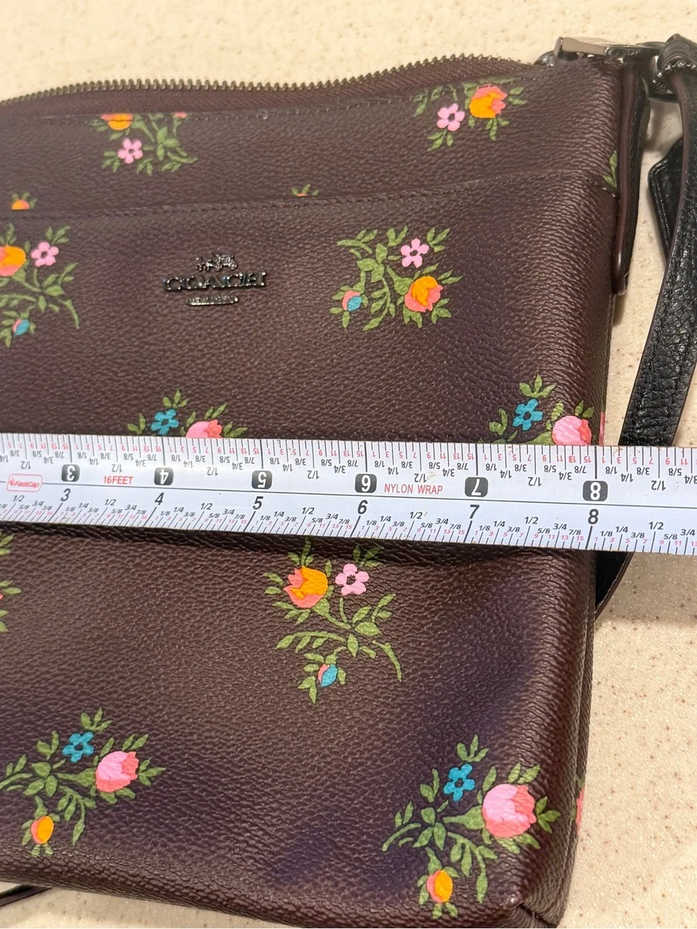 Coach Brown Floral-Print Crossbody Bag